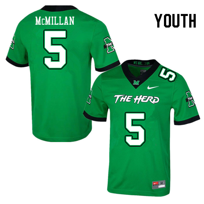 Youth #5 Caleb McMillan Marshall Thundering Herd College Football Jerseys Stitched-Green - Click Image to Close